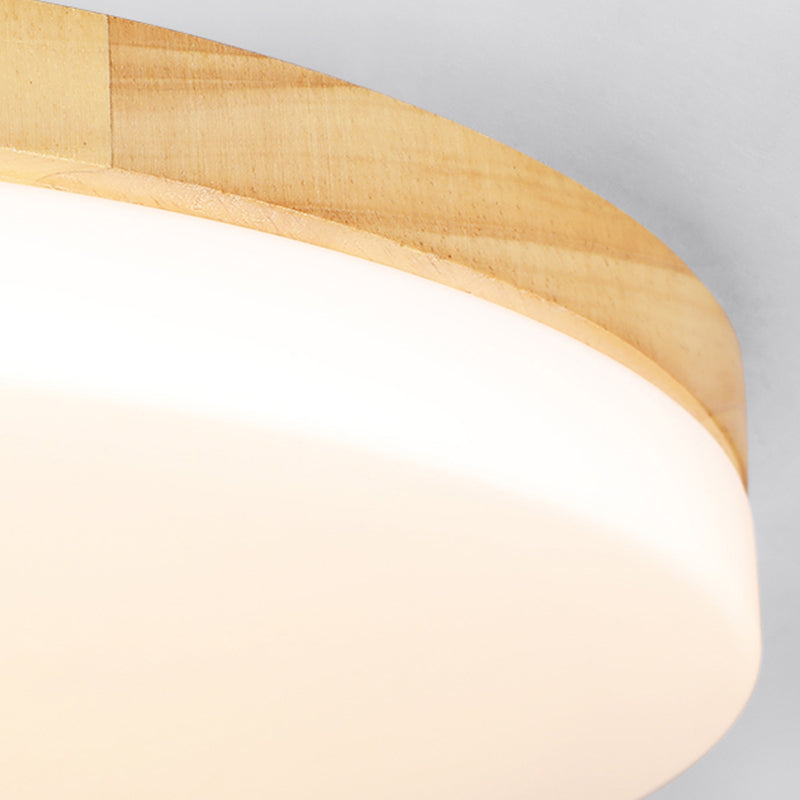 Modern Style Round Ceiling Light Wood LED Flush Mount Light for Living Room