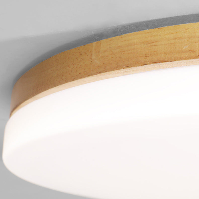 Modern Style Round Ceiling Light Wood LED Flush Mount Light for Living Room