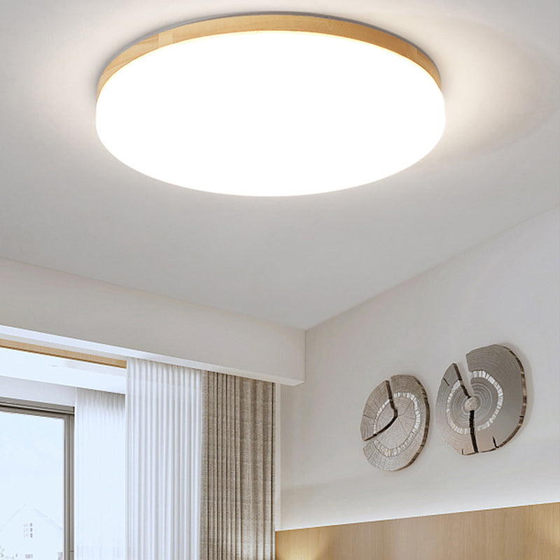 Modern Style Round Ceiling Light Wood LED Flush Mount Light for Living Room