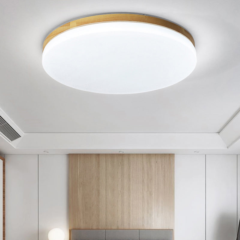 Modern Style Round Ceiling Light Wood LED Flush Mount Light for Living Room