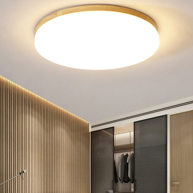 Modern Style Round Ceiling Light Wood LED Flush Mount Light for Living Room