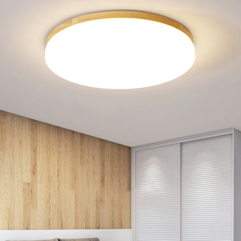 Modern Style Round Ceiling Light Wood LED Flush Mount Light for Living Room