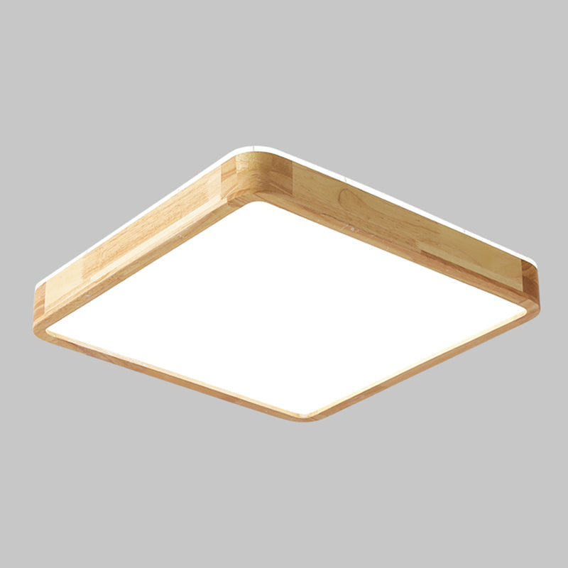 Japanese Style Geometric Ceiling Light Wood LED Flush Mount Light for Living Room