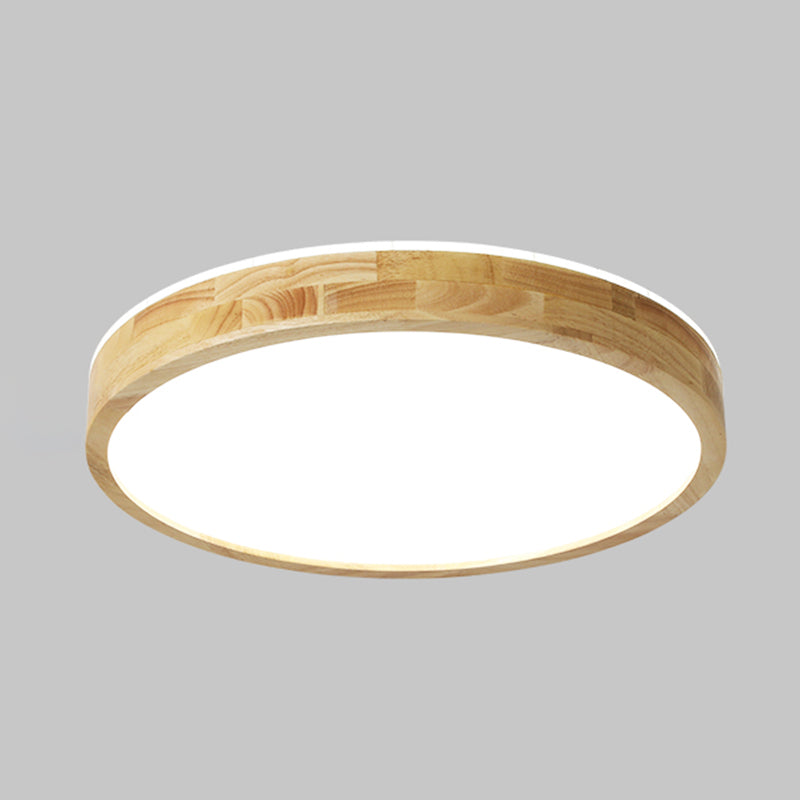 Japanese Style Geometric Ceiling Light Wood LED Flush Mount Light for Living Room