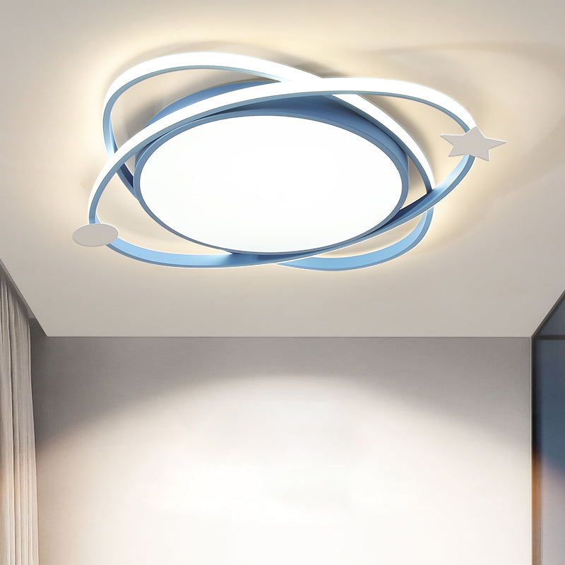 Modern Colorful Ceiling Light Metal Round LED Flush Mount Light for Kid's Room