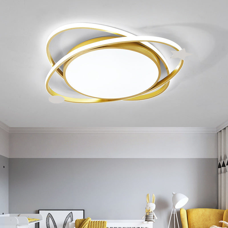 Modern Colorful Ceiling Light Metal Round LED Flush Mount Light for Kid's Room