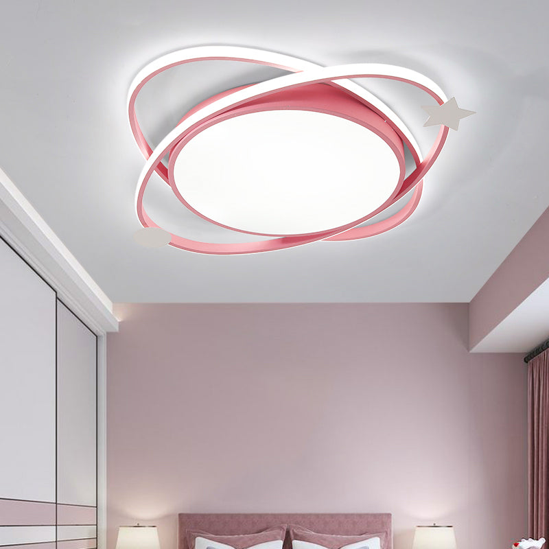 Modern Colorful Ceiling Light Metal Round LED Flush Mount Light for Kid's Room