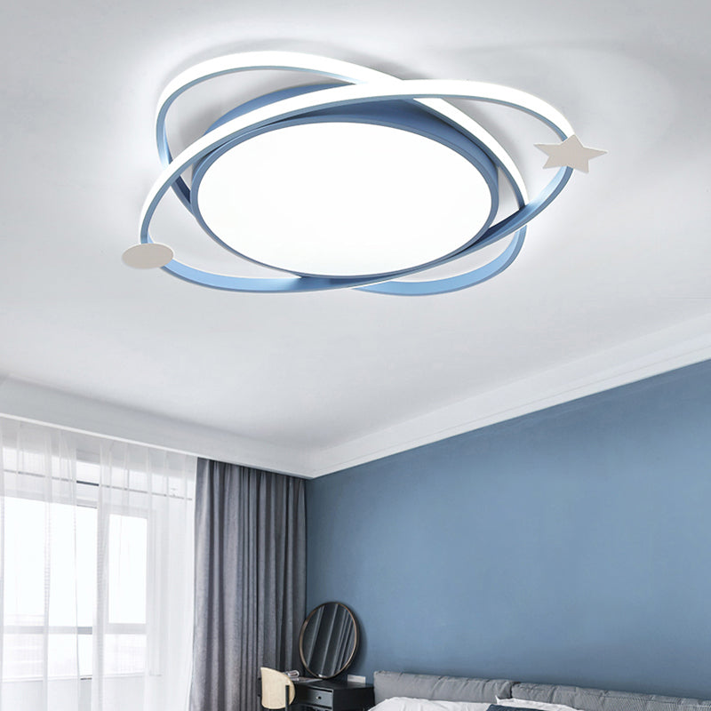 Modern Colorful Ceiling Light Metal Round LED Flush Mount Light for Kid's Room