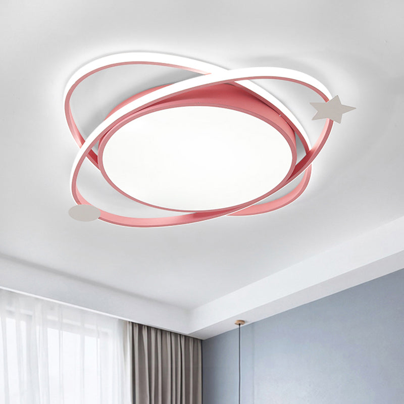 Modern Colorful Ceiling Light Metal Round LED Flush Mount Light for Kid's Room