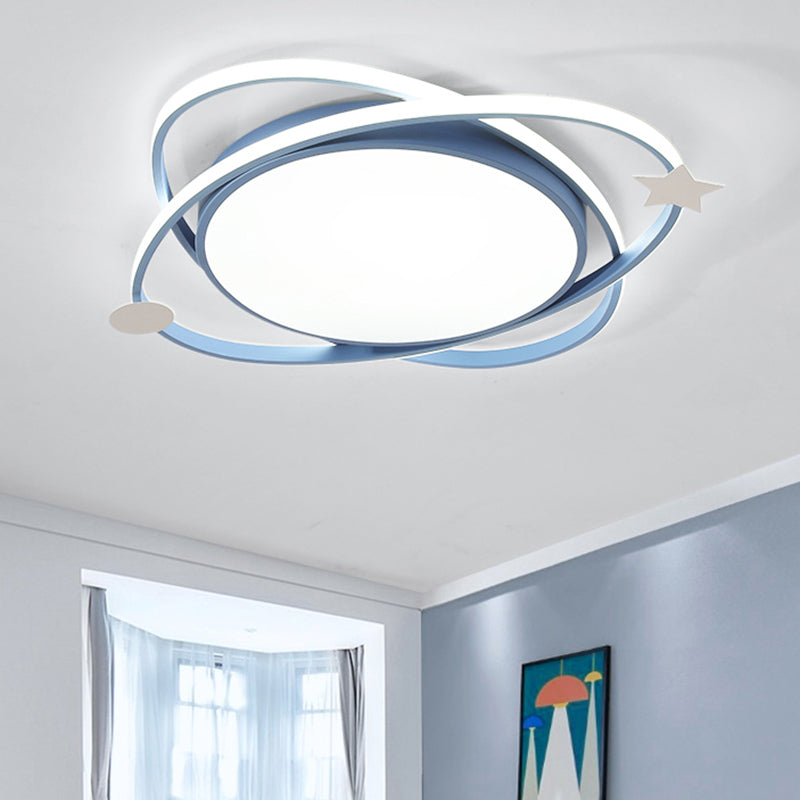 Modern Colorful Ceiling Light Metal Round LED Flush Mount Light for Kid's Room