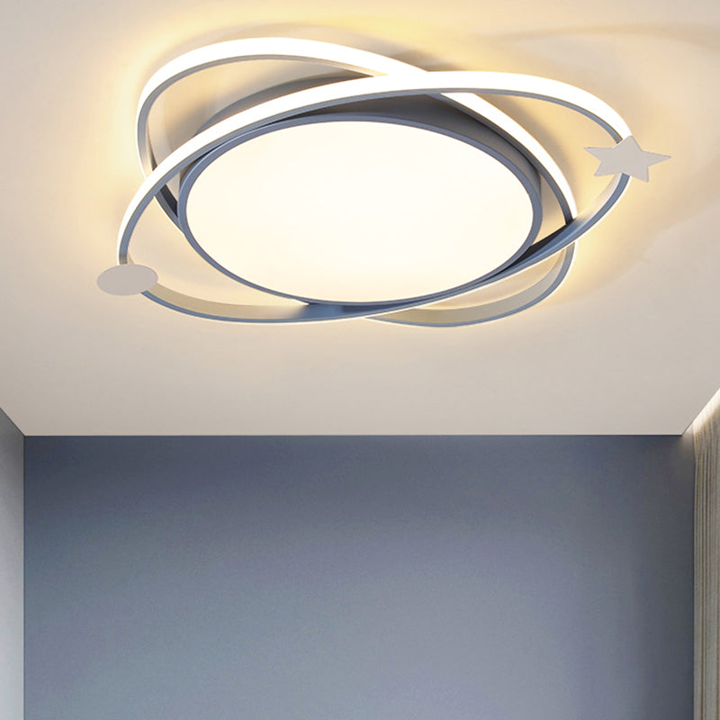 Modern Colorful Ceiling Light Metal Round LED Flush Mount Light for Kid's Room