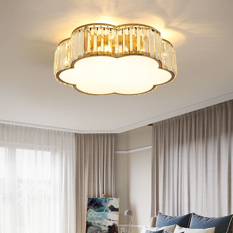 Modern Geometric Ceiling Light Crystal Flush Mount Light for Living Room