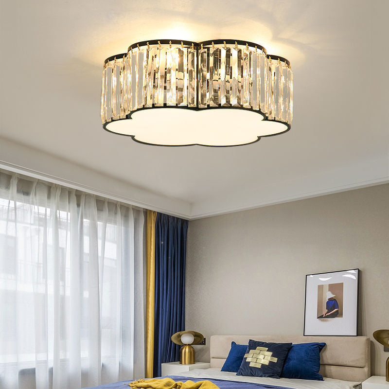 Modern Geometric Ceiling Light Crystal Flush Mount Light for Living Room