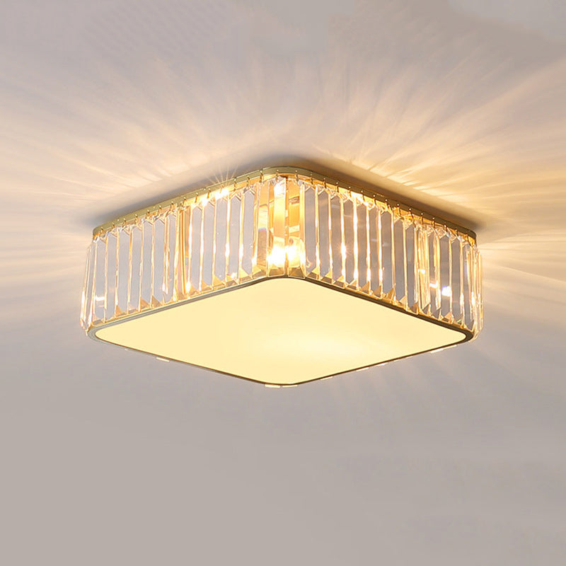 Modern Geometric Ceiling Light Crystal Flush Mount Light for Living Room