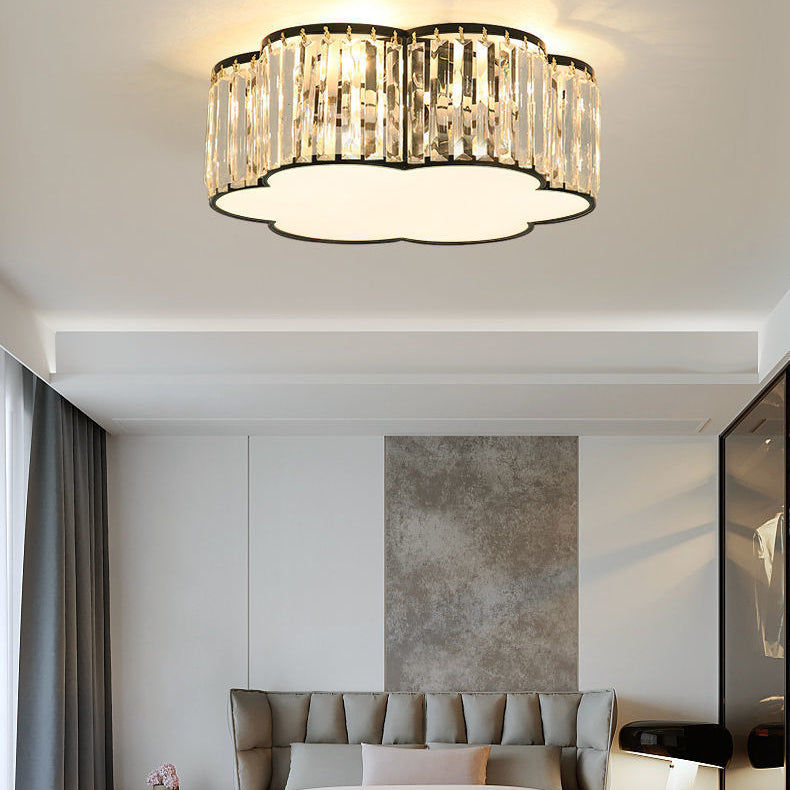 Modern Geometric Ceiling Light Crystal Flush Mount Light for Living Room