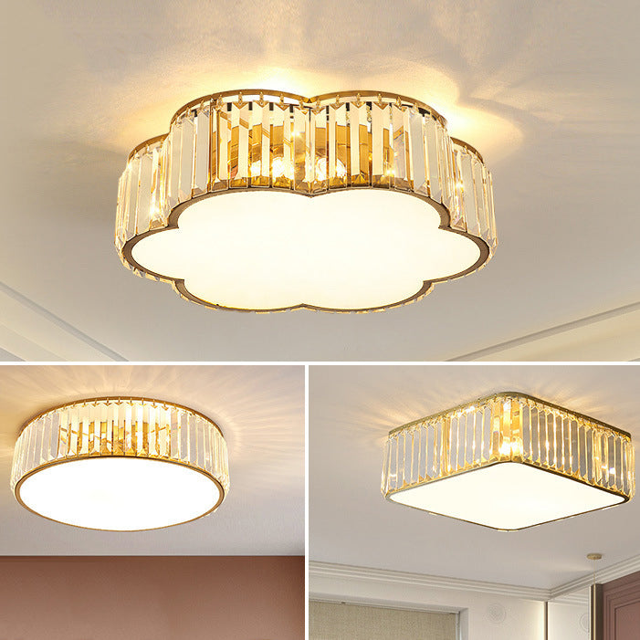 Modern Geometric Ceiling Light Crystal Flush Mount Light for Living Room