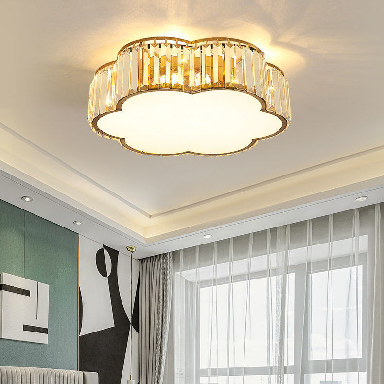 Modern Geometric Ceiling Light Crystal Flush Mount Light for Living Room