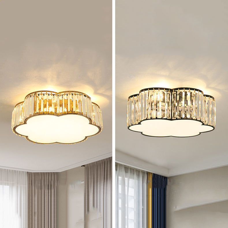 Modern Geometric Ceiling Light Crystal Flush Mount Light for Living Room