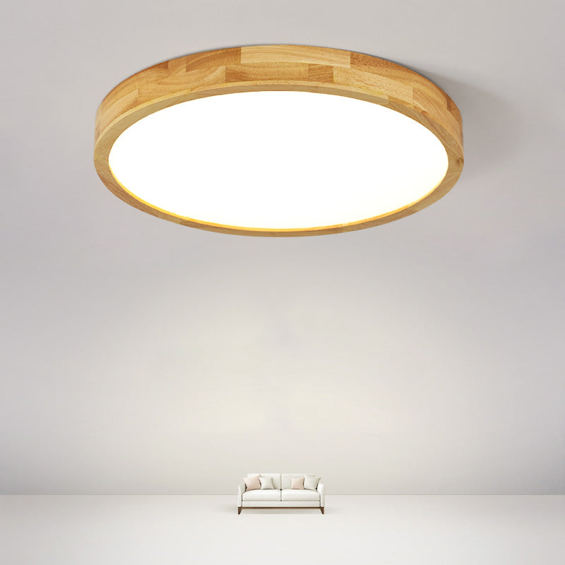 Nordic Geometric Ceiling Light Wood LED Flush Mount Light for Living Room