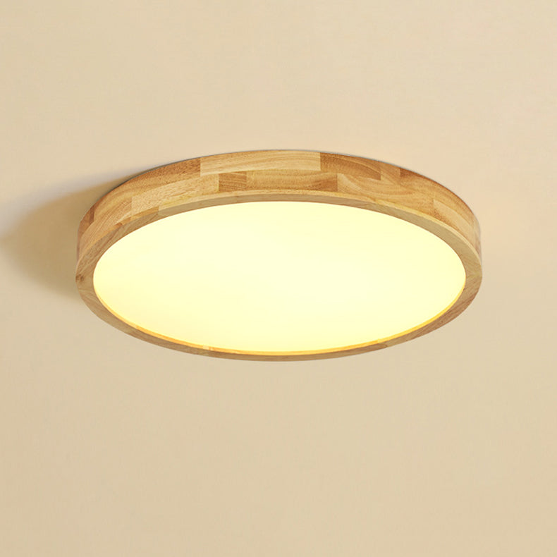 Nordic Geometric Ceiling Light Wood LED Flush Mount Light for Living Room