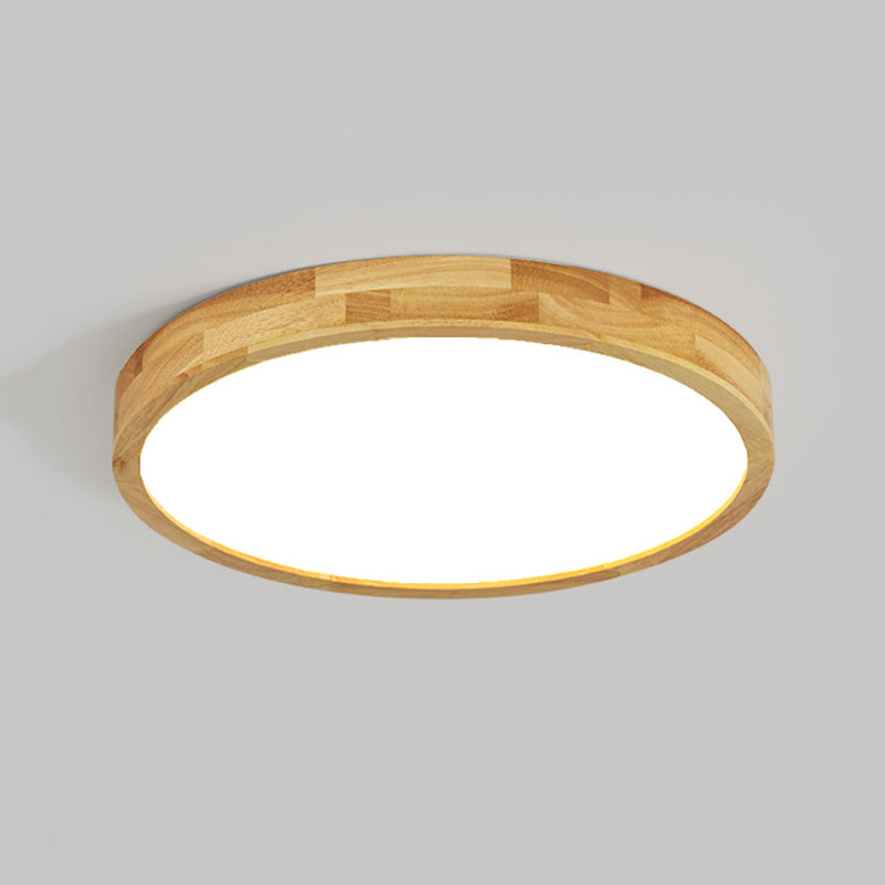 Nordic Geometric Ceiling Light Wood LED Flush Mount Light for Living Room