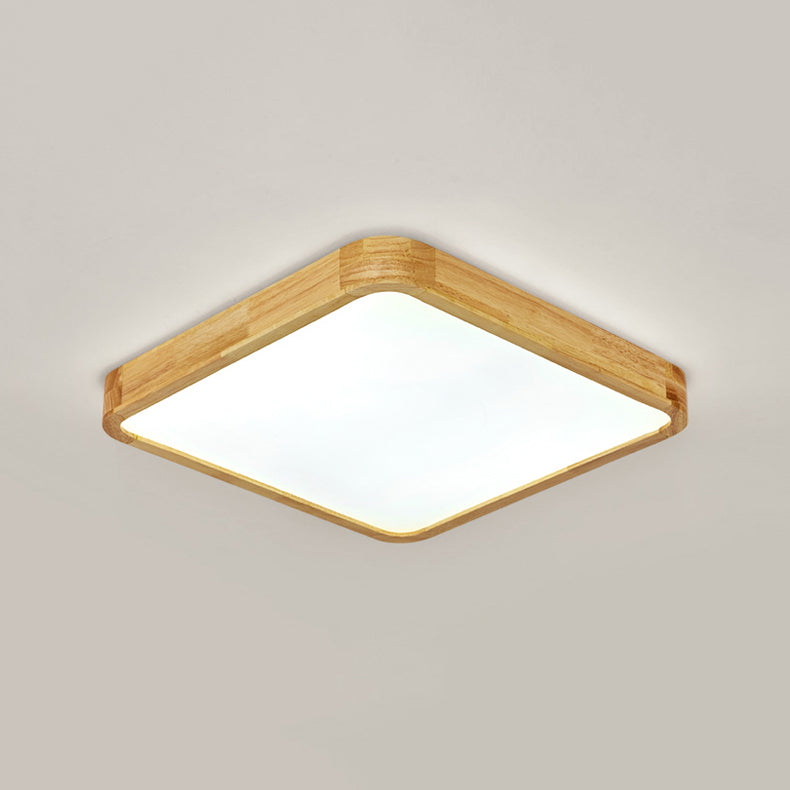 Nordic Geometric Ceiling Light Wood LED Flush Mount Light for Living Room