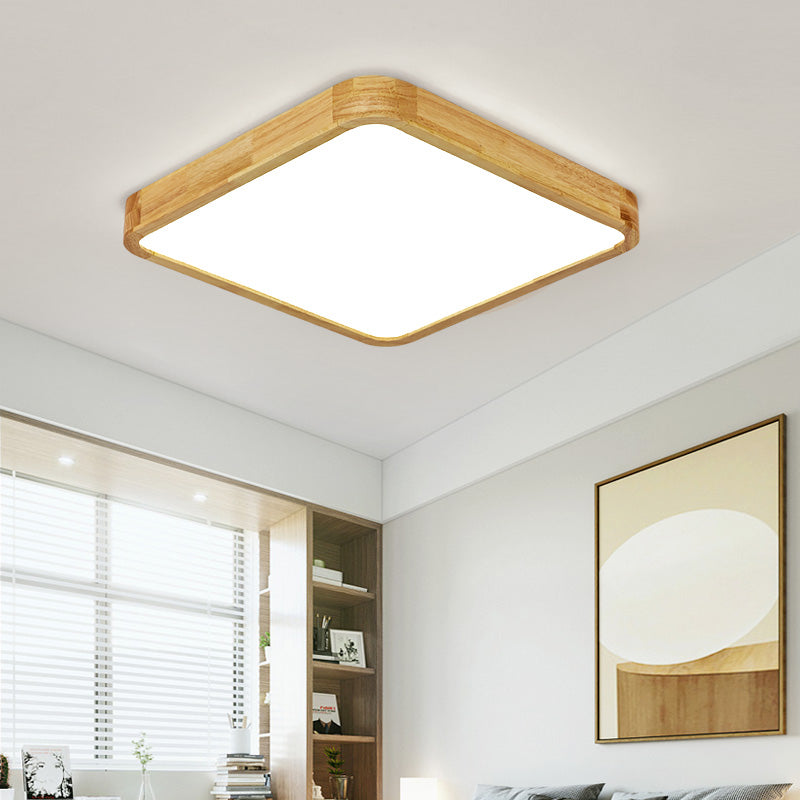 Nordic Geometric Ceiling Light Wood LED Flush Mount Light for Living Room