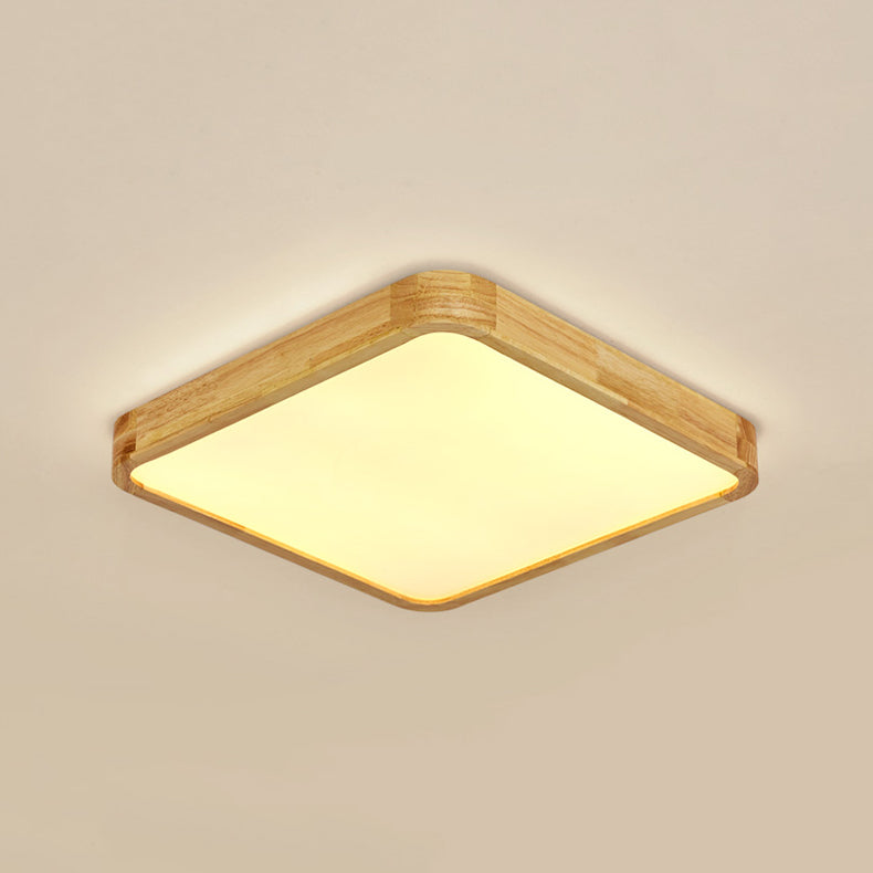 Nordic Geometric Ceiling Light Wood LED Flush Mount Light for Living Room