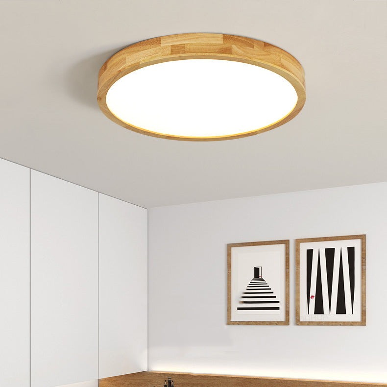 Nordic Geometric Ceiling Light Wood LED Flush Mount Light for Living Room