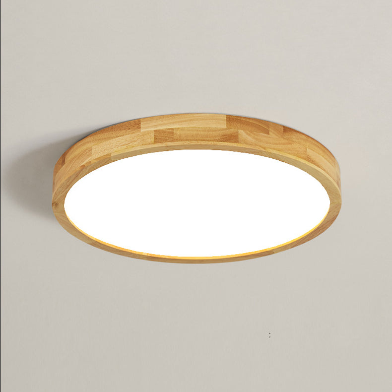 Nordic Geometric Ceiling Light Wood LED Flush Mount Light for Living Room