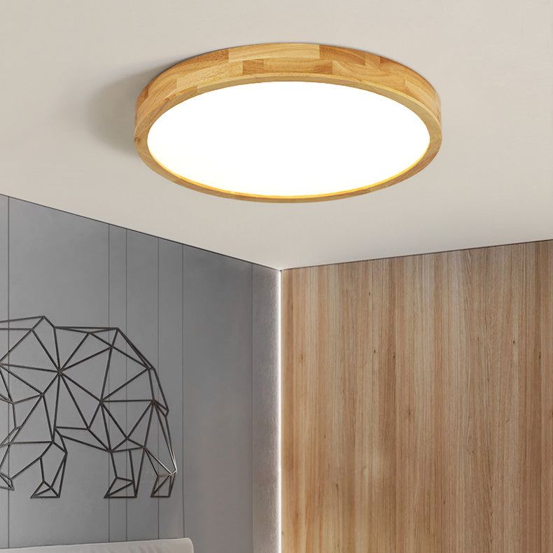 Nordic Geometric Ceiling Light Wood LED Flush Mount Light for Living Room