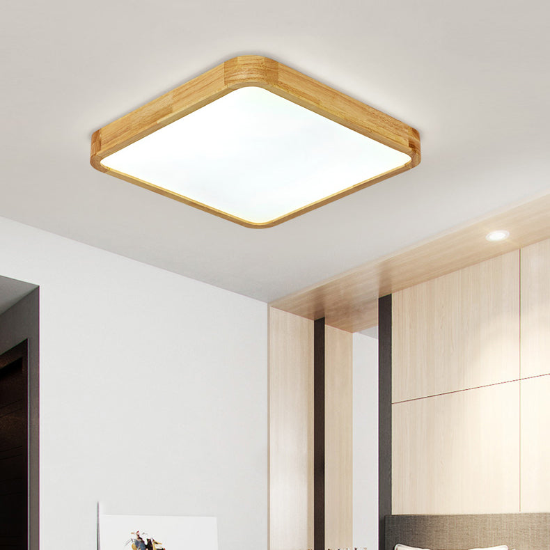 Nordic Geometric Ceiling Light Wood LED Flush Mount Light for Living Room