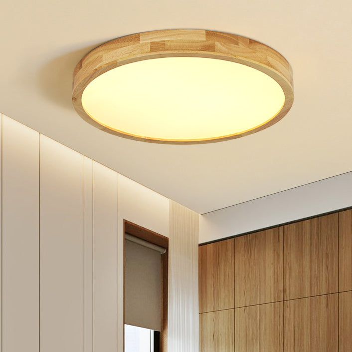 Nordic Geometric Ceiling Light Wood LED Flush Mount Light for Living Room