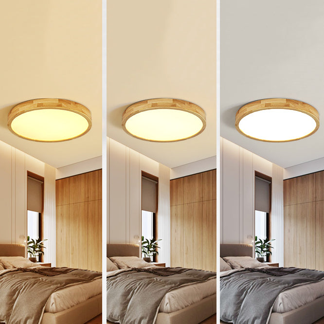 Nordic Geometric Ceiling Light Wood LED Flush Mount Light for Living Room