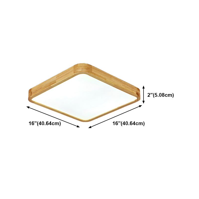 Nordic Geometric Ceiling Light Wood LED Flush Mount Light for Living Room