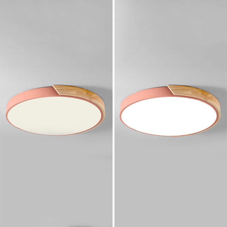 Nordic Round Ceiling Light Metal Colorful LED Flush Mount Light for Living Room