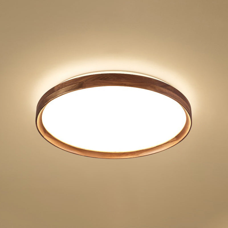 Modern Geometric Ceiling Light Brown LED Flush Mount Light with Wood for Bedroom