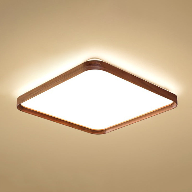 Modern Geometric Ceiling Light Brown LED Flush Mount Light with Wood for Bedroom