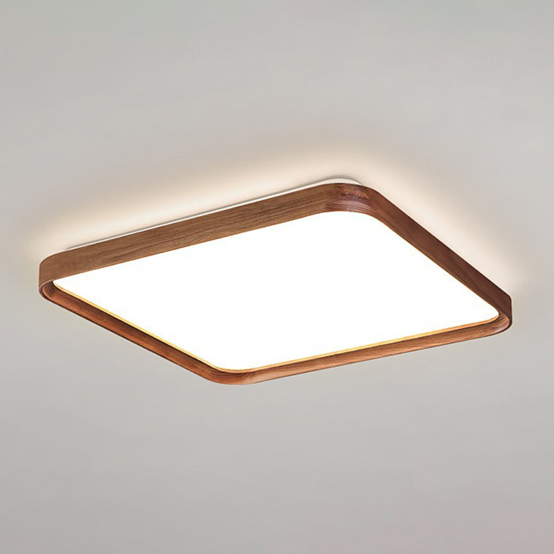 Modern Geometric Ceiling Light Brown LED Flush Mount Light with Wood for Bedroom