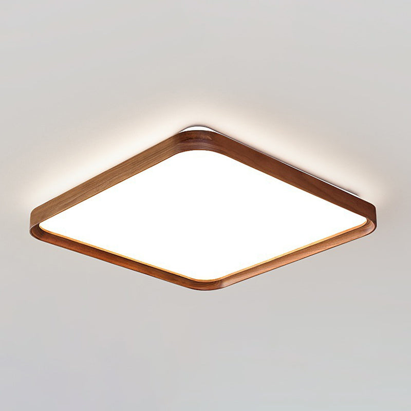 Modern Geometric Ceiling Light Brown LED Flush Mount Light with Wood for Bedroom