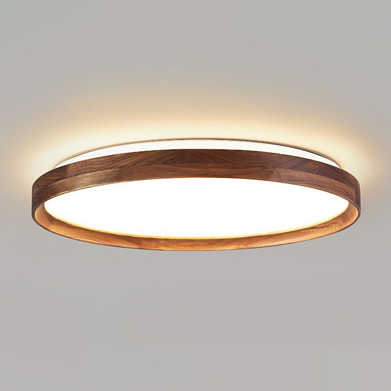 Modern Geometric Ceiling Light Brown LED Flush Mount Light with Wood for Bedroom