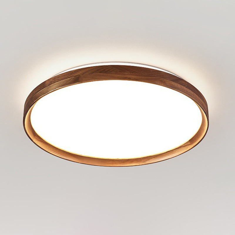 Modern Geometric Ceiling Light Brown LED Flush Mount Light with Wood for Bedroom