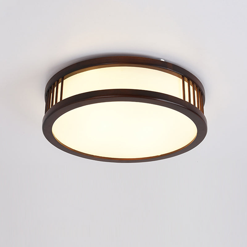 Wood Round Shape Flush Mount Light Modern 1 Light Mirror Flush Mount Fixture