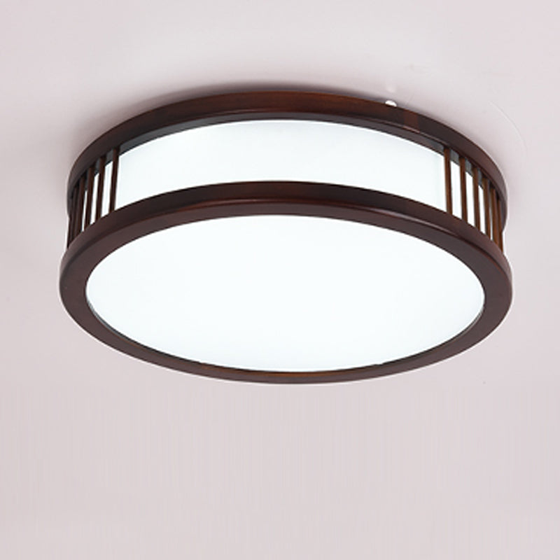 Wood Round Shape Flush Mount Light Modern 1 Light Mirror Flush Mount Fixture