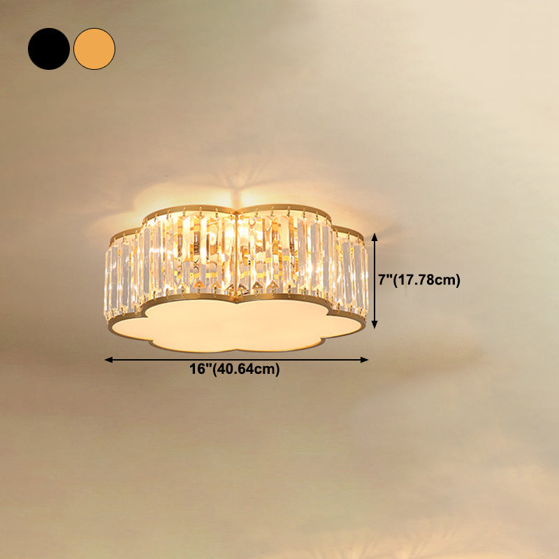 Colonial Style Geometric Flush Mount Light Crystal 1-Light Flush Ceiling Lights