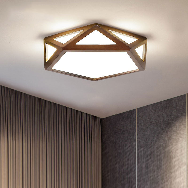 Wooden Geometric Flush Mount Ceiling Light Modern Flush Mount Ceiling Fixture