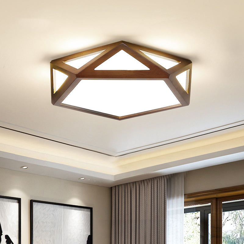 Wooden Geometric Flush Mount Ceiling Light Modern Flush Mount Ceiling Fixture