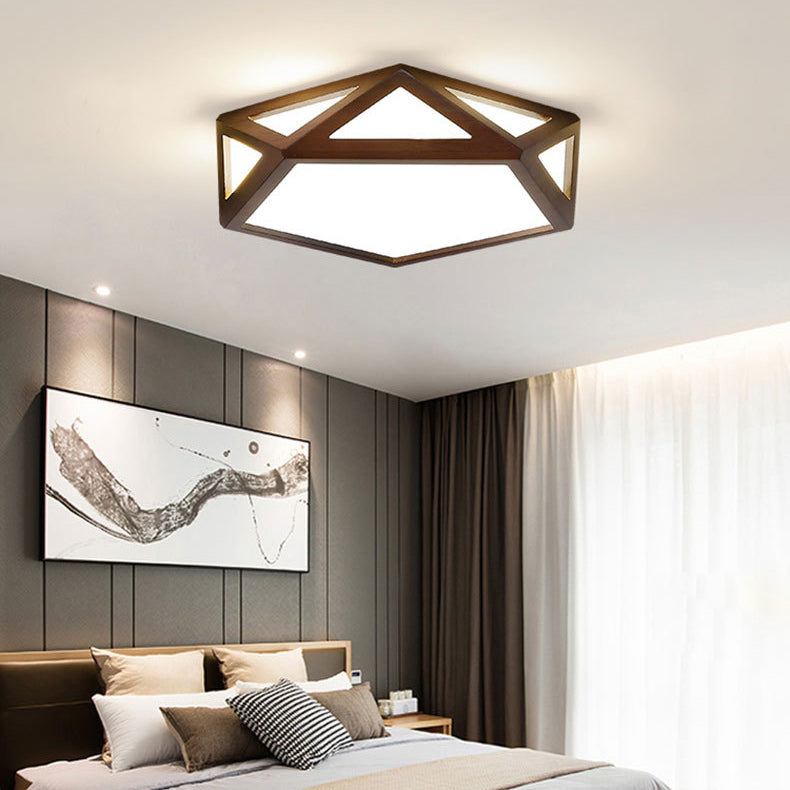 Wooden Geometric Flush Mount Ceiling Light Modern Flush Mount Ceiling Fixture