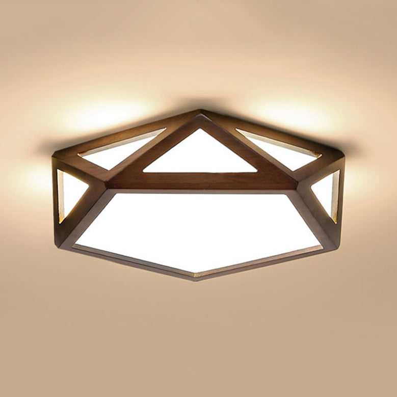 Wooden Geometric Flush Mount Ceiling Light Modern Flush Mount Ceiling Fixture