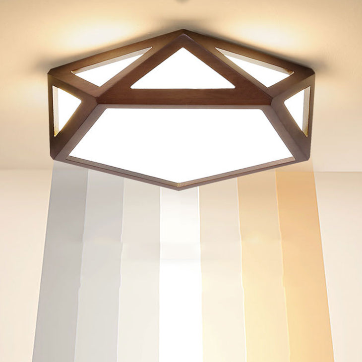 Wooden Geometric Flush Mount Ceiling Light Modern Flush Mount Ceiling Fixture